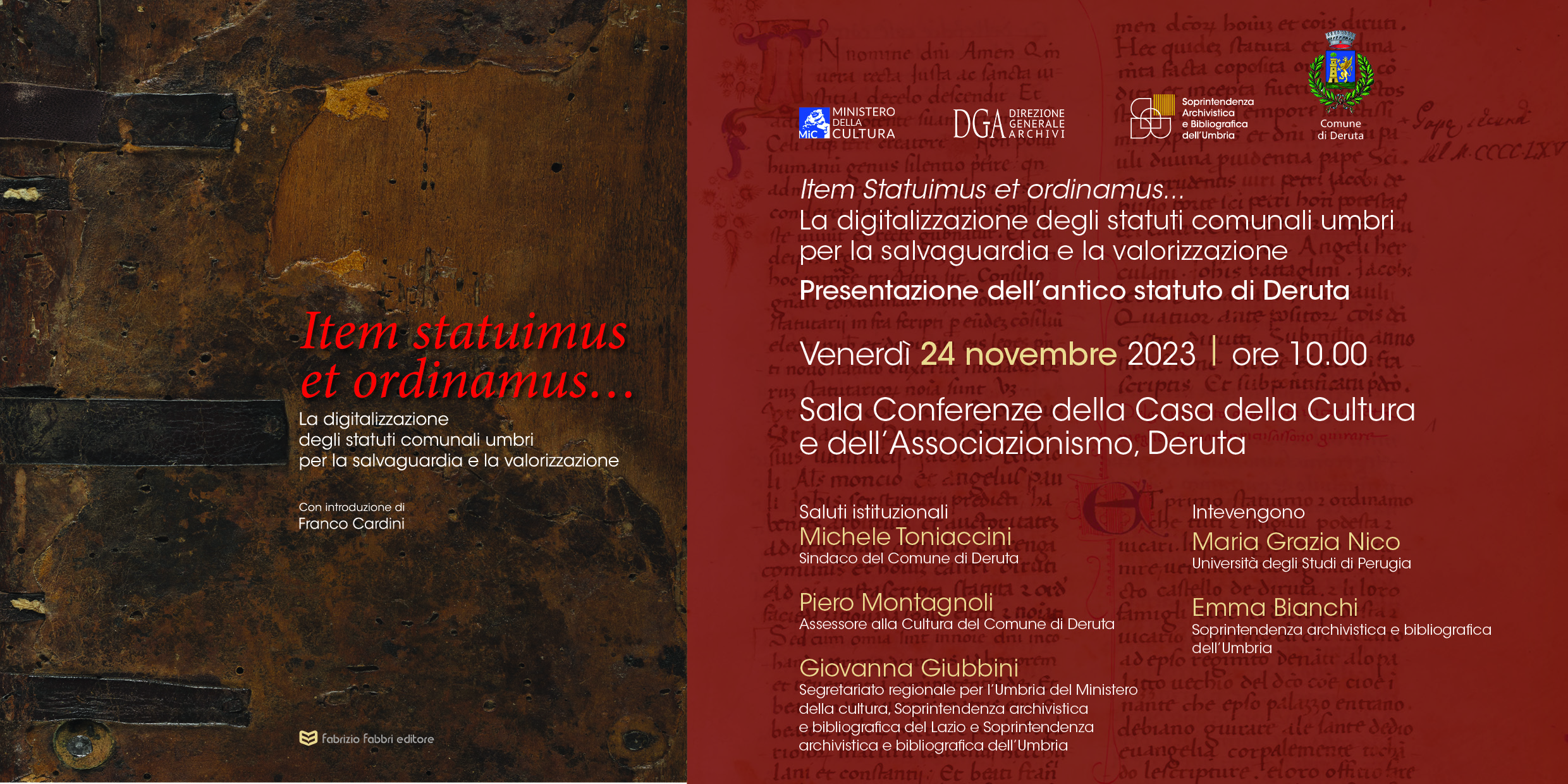 PRESENTAZIONE DELL’ANTICO STATUTO DI DERUTA